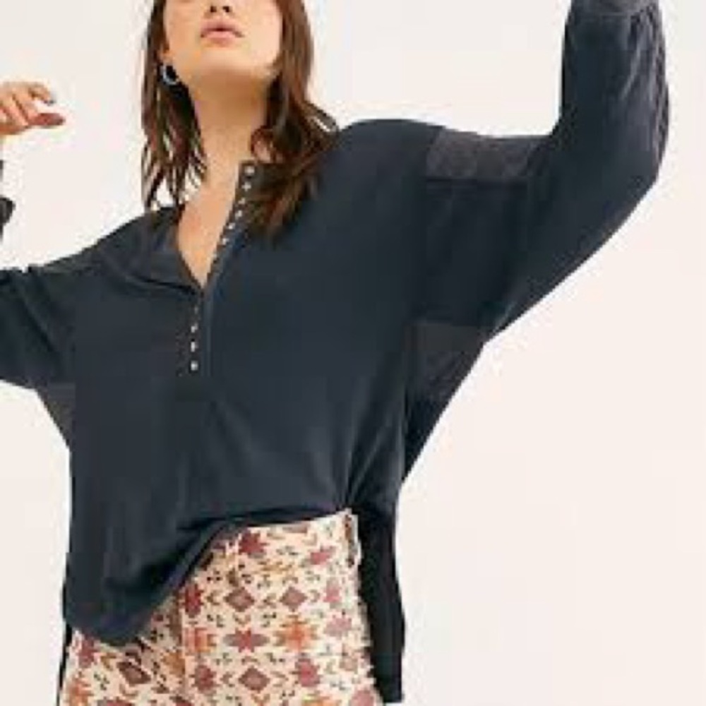 Free People M Back At It Henley Top